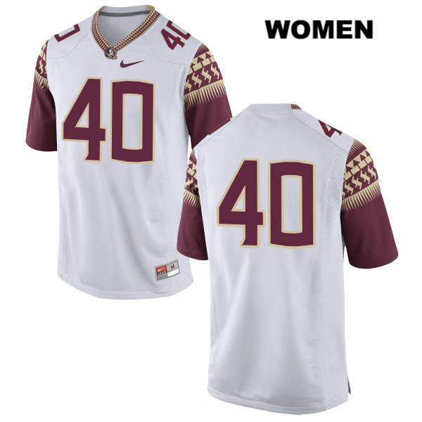 Women's NCAA Nike Florida State Seminoles #40 Ken Burnham College No Name White Stitched Authentic Football Jersey ACA0369IW